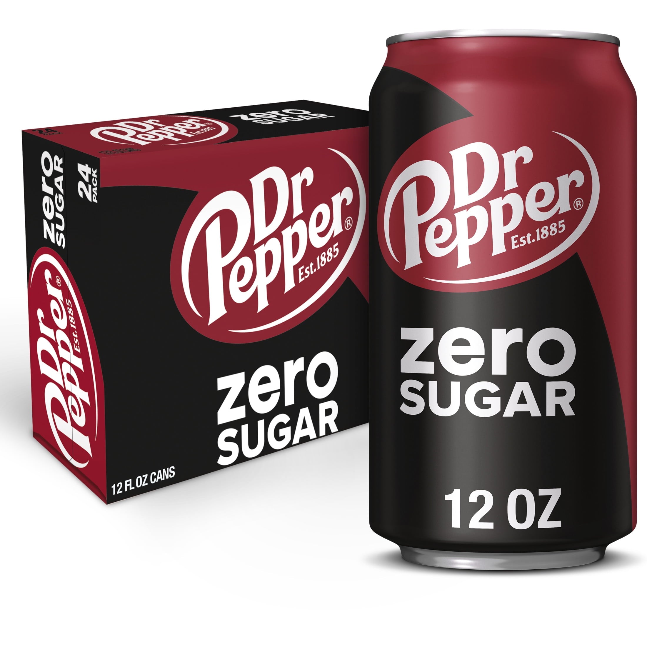 Dr Pepper Zero Sugar Soda - Cool Soda Splash, 12 fl oz Cans, 24-Pack
